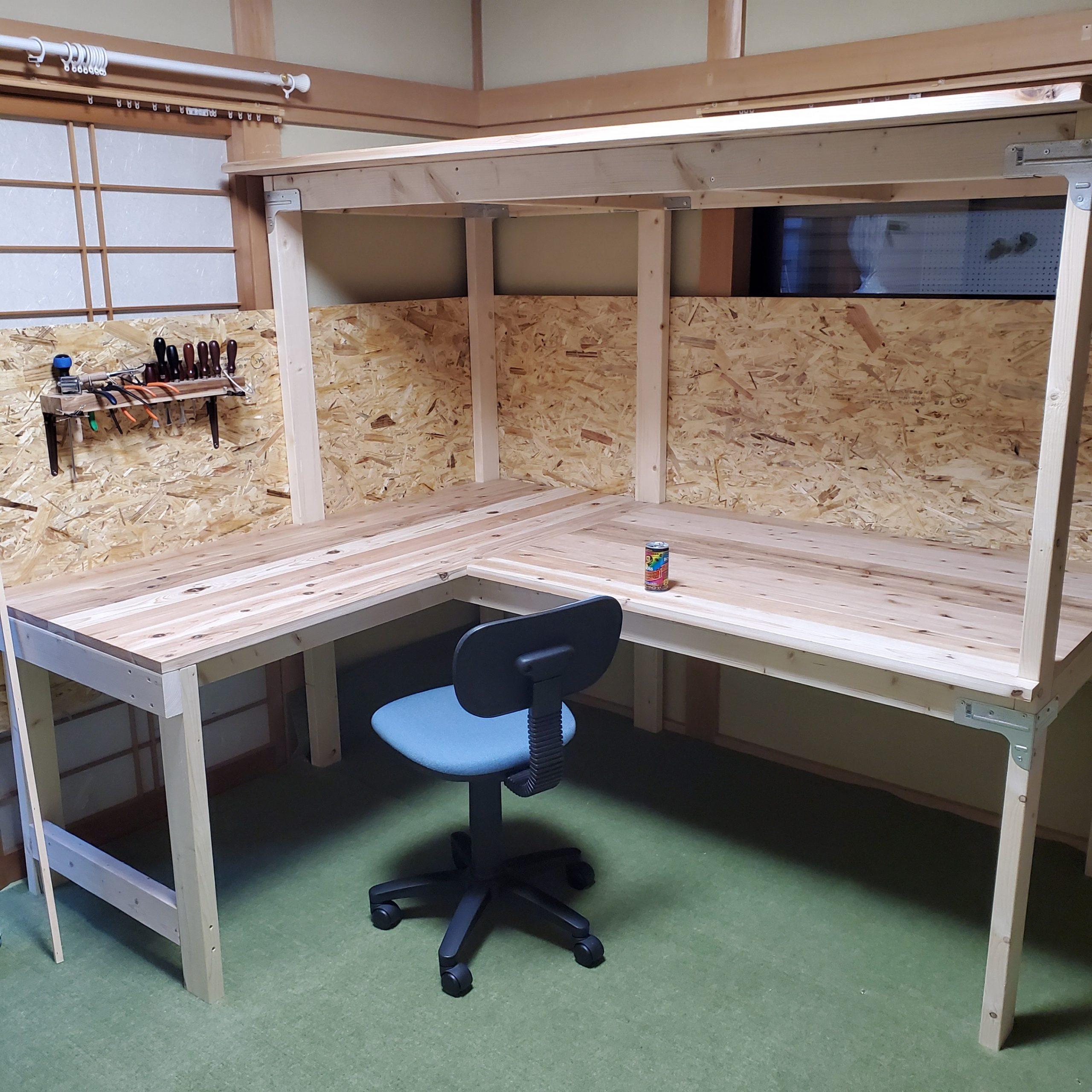 皮細工作業台（材料置き用天板付き）