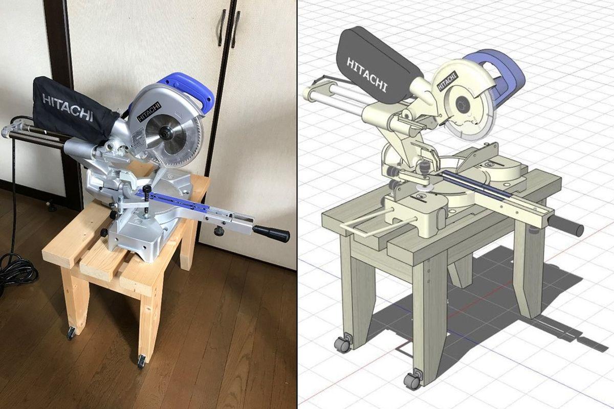 スライド丸のこ専用台と作業台